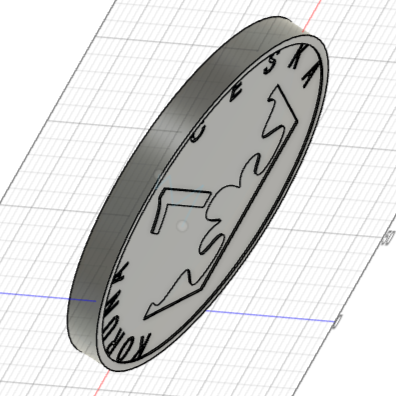 Progress photo of a side view of my 3D model of a Czech Koruna with the top visible. 