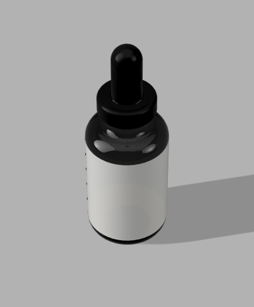 3D model of a rosemary oil bottle made in Fusion 360 - top view