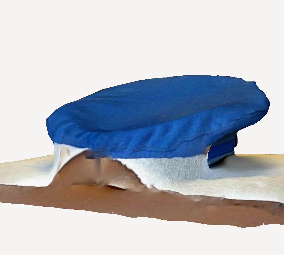 Flawed 3d model image from Polycam of Carleton Marching Band Hat.